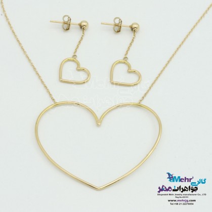 Half a Set of Gold - Necklace and Earrings - Heart Design-SS0393